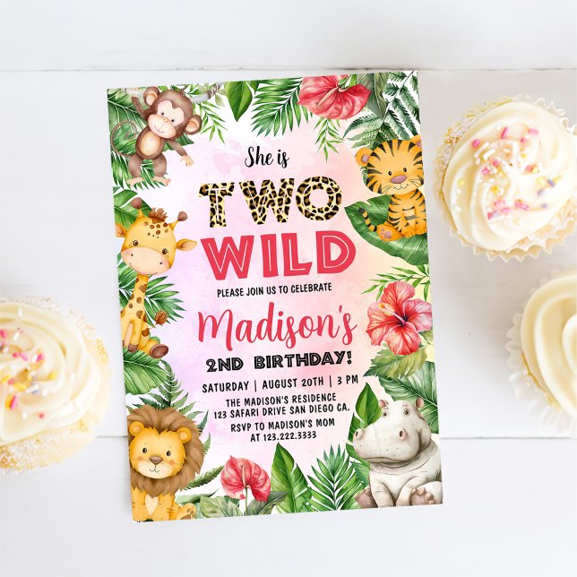 Safari Two Wild 2nd Birthday  Invitation (Creator Uploaded)