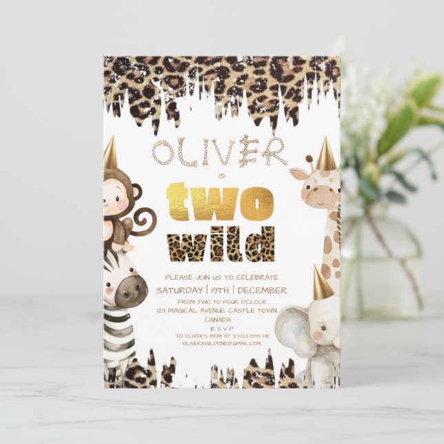 Safari Two Wild 2nd Birthday Invitation (Standing Front)