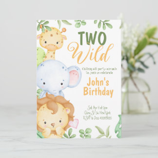 Safari Two Wild Birthday Invitation 