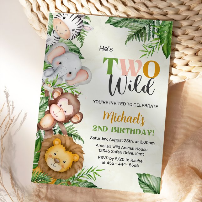 Safari Two Wild Birthday Invitation (Creator Uploaded)