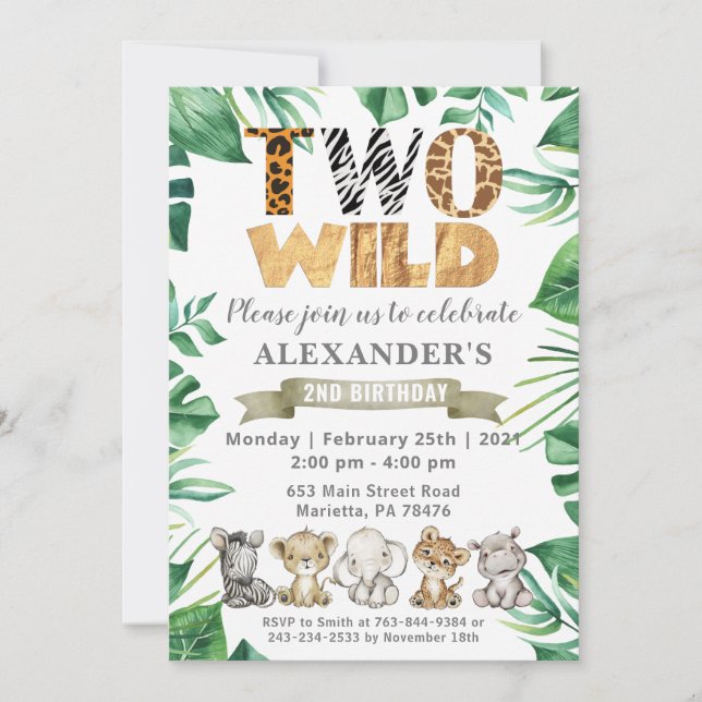 Safari Two Wild Birthday Jungle Party Invitation (Front)