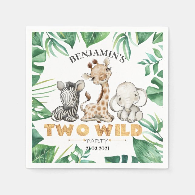 Safari Two Wild Birthday Napkins (Front)