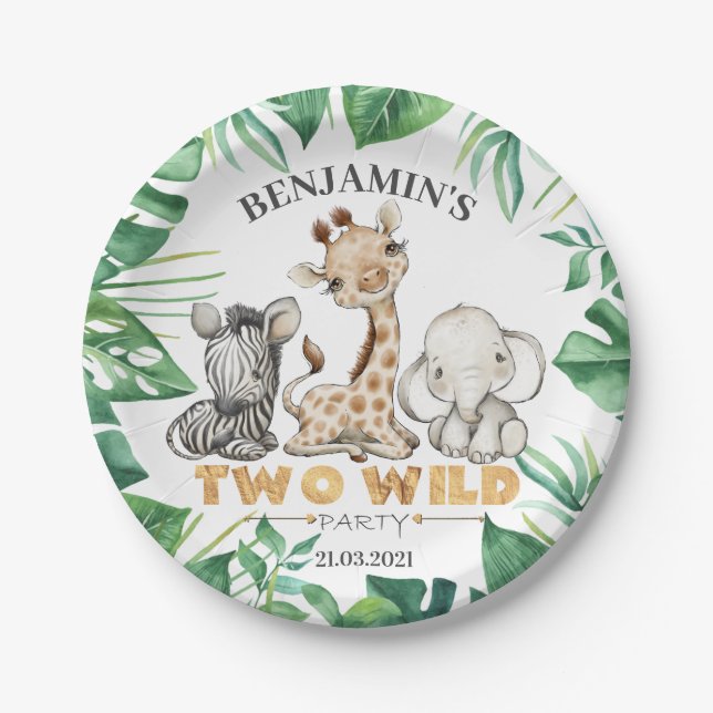 Safari Two wild Birthday Paper Plate (Front)