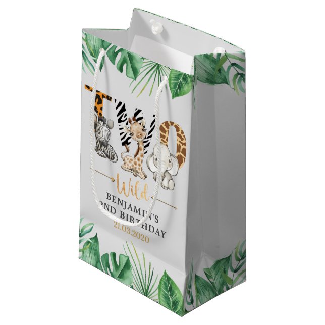 Safari Two Wild Birthday Party Small Gift Bag (Front Angled)
