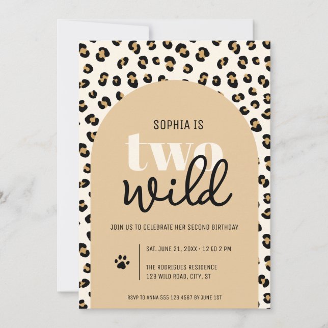 Safari Two Wild Girl 2nd Birthday Invitation (Front)