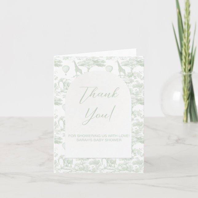 Safari vert D Toile Jouy Baby shower Merci (Devant)
