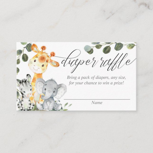 Safari vert genre neutre carte de tombola (Devant)