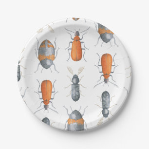 Safari Watercolor Bugs Pattern Paper Plate