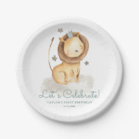 Safari Watercolor Lion Prince Kids Birthday