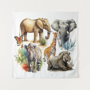 Safari Watercolor Tapestry