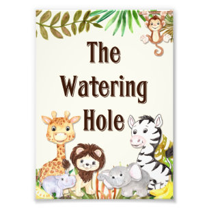 Safari Watering Hole Sign, Baby Shower Sign, Baby Photo Print