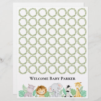Safari Welcome Baby Sign Sheet