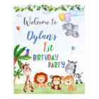 Safari welcome party sign Party animals 1st jungle
