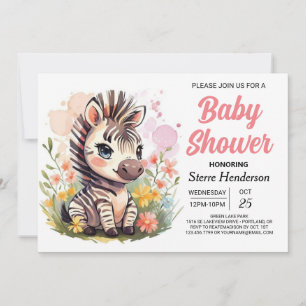 Safari Whimsical Zebra Baby Shower Invitation