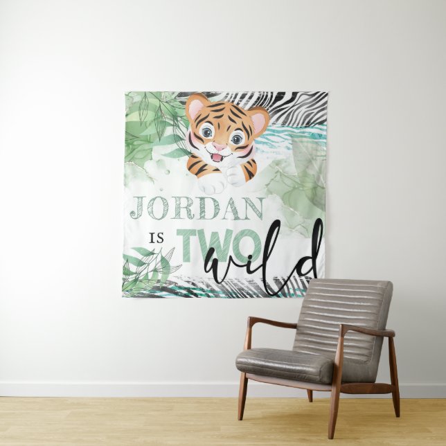 Safari Wild 2nd Birthday Lion Personalized Tapestry (In Situ)