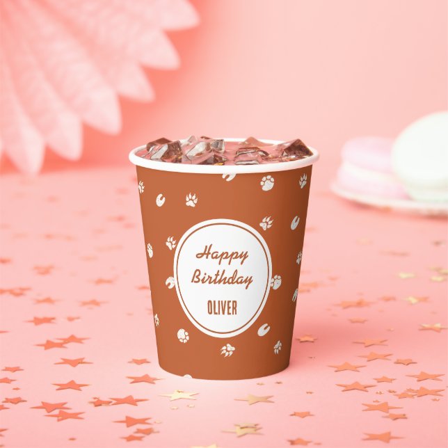 Safari Wild Animal Footprints Birthday Paper Cups (Insitu)