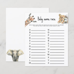 Safari wild animals - Baby name race game