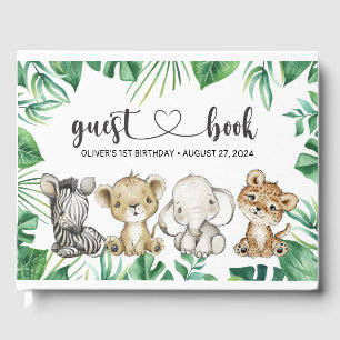 Safari Wild Animals Birthday Guest Book