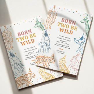 Safari Wild Animals Girl 2e Invitation anniversair