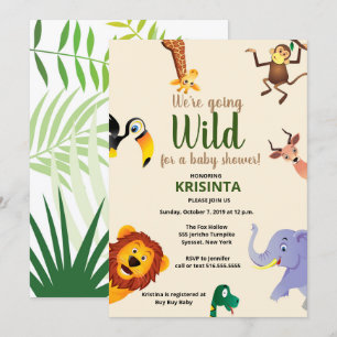 Safari Wild Animals Greenery Baby Shower Invitation