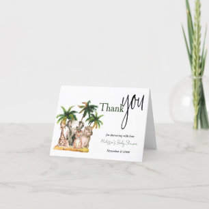 Safari Wild Animals Tropical Baby Shower Thank You Card