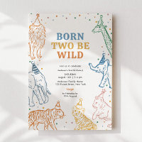 Safari Wild Animaux 2e Invitation anniversaire