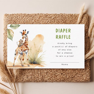 Safari Wild Baby Animal Diaper Raffle Baby Shower Enclosure Card