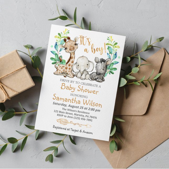 Safari Wild Boy Baby Shower Invitation (Creator Uploaded)