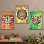 Safari Wild Cats Modern Abstract Polygonal Pop Art Hanging Tapestry<br><div class="desc">Add bold energy and a modern, wildlife-inspired style to your space with this Safari Wild Cats Modern Abstract Polygonal Pop Art Set of 3 Hanging Tapestries. This striking wall decor set features three iconic safari animals — a majestic lion, a sleek cheetah, and a powerful leopard — each illustrated in...</div>