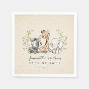 Safari Wild Giraffe Zebra Elephant Baby Shower Napkin