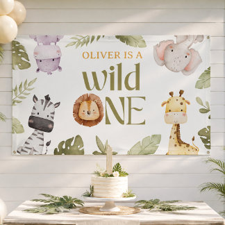 Safari Wild One 1st Birthday Banner
