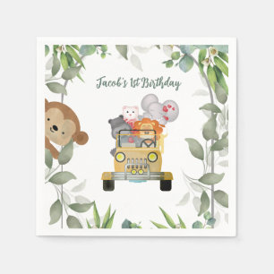 Safari Wild One 1st Birthday Boy   Napkin