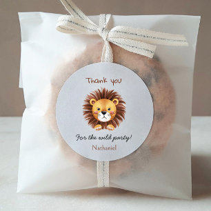 Safari wild one 1st birthday classic round sticker
