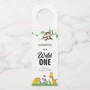 Safari Wild One 1st Birthday Cute Kawaii Custom Bottle Tag