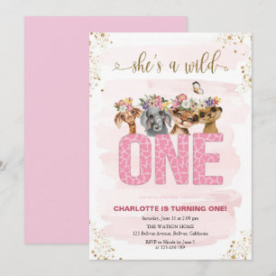 Safari Wild One 1st Birthday Invitation
