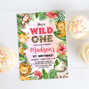 Safari Wild One 1st Birthday  Invitation