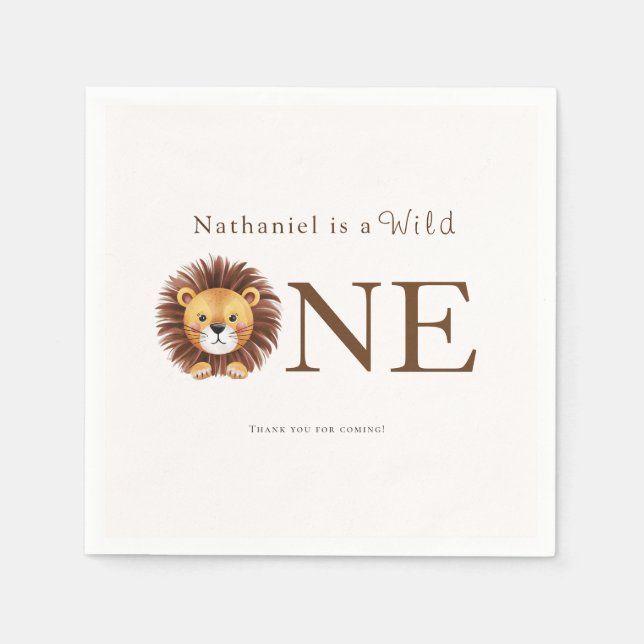 Safari wild one 1st birthday  napkin (Front)