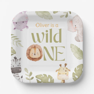 Safari Wild One 1st Birthday Paper Plate