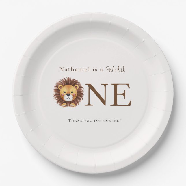 Safari wild one 1st birthday  paper plate (Front)