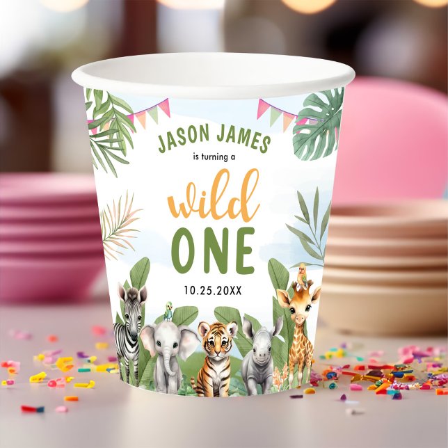 Safari Wild One 1st Boy Birthday Paper Cups (Creator Uploaded)