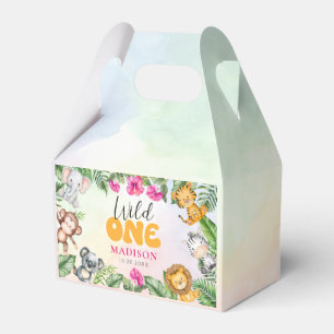 Safari Wild One 1st Girl Birthday Favor Box