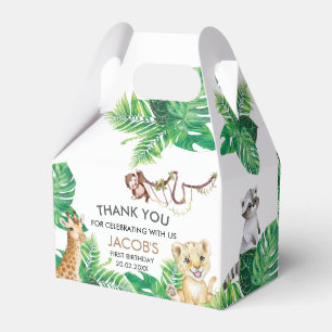 Safari Wild One Animal Jungle Photo 1st Birthday Favor Box