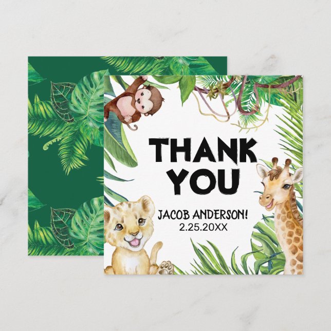 Safari Wild One Animal Jungle Photo 1st Birthday Invitation (Front/Back)