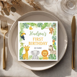 Safari Wild One Animals Birthday Party Napkin