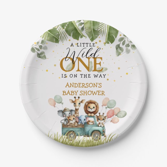 Safari Wild One Baby Shower Paper Plate (Front)