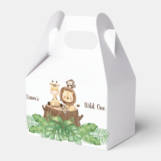 Safari Wild One Balloons Favor Box (Front Side)