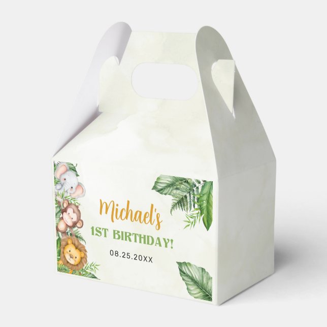 Safari Wild One Birthday Favor Box (Front Side)