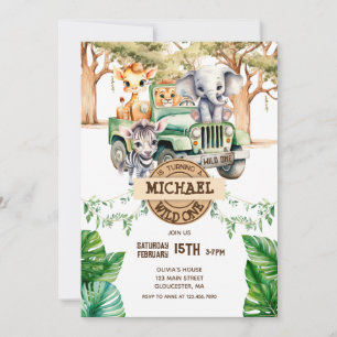 Safari Wild One Birthday Invitation