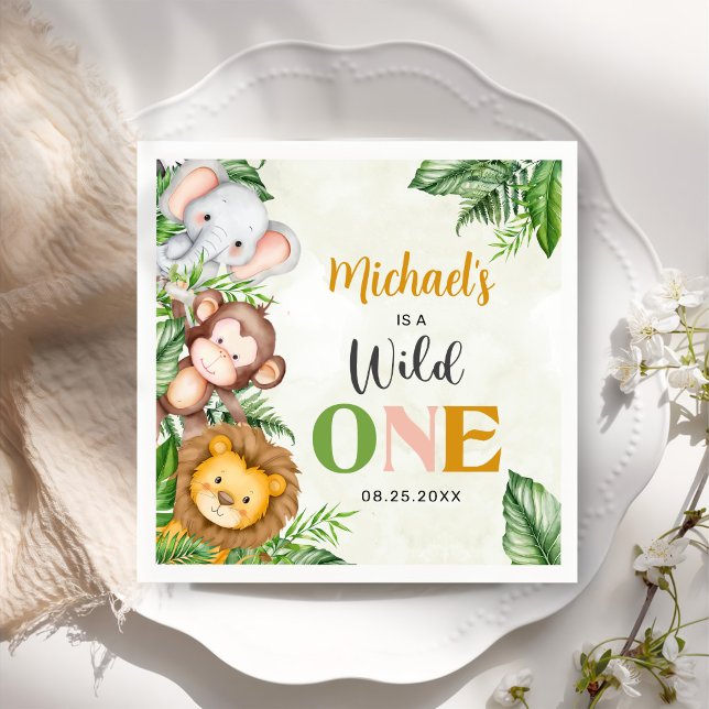 Safari Wild One Birthday Napkin (Creator Uploaded)
