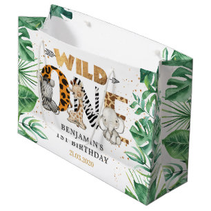 Safari Wild One Birthday Party Large Gift Bag